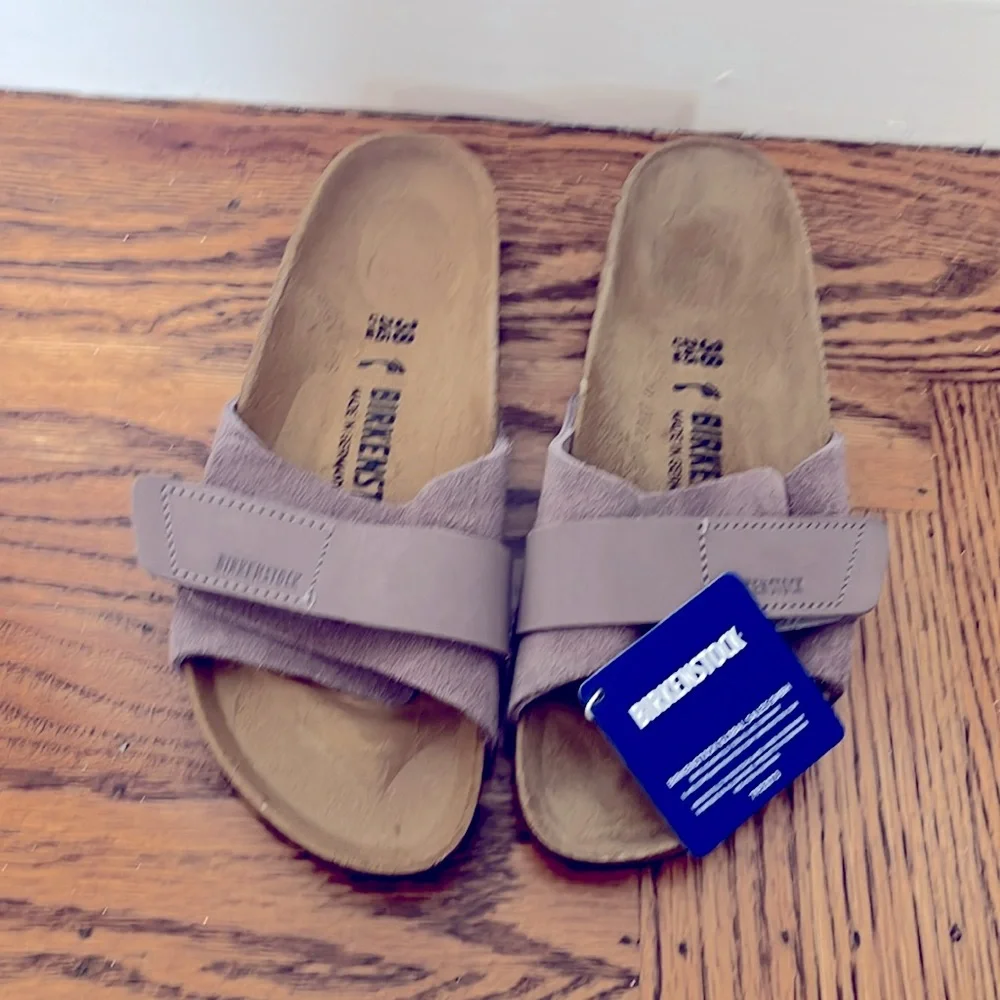 Birkenstock Oita Modern Suede Faded Purple Slide Sandals NEW - Picture 3 of 6